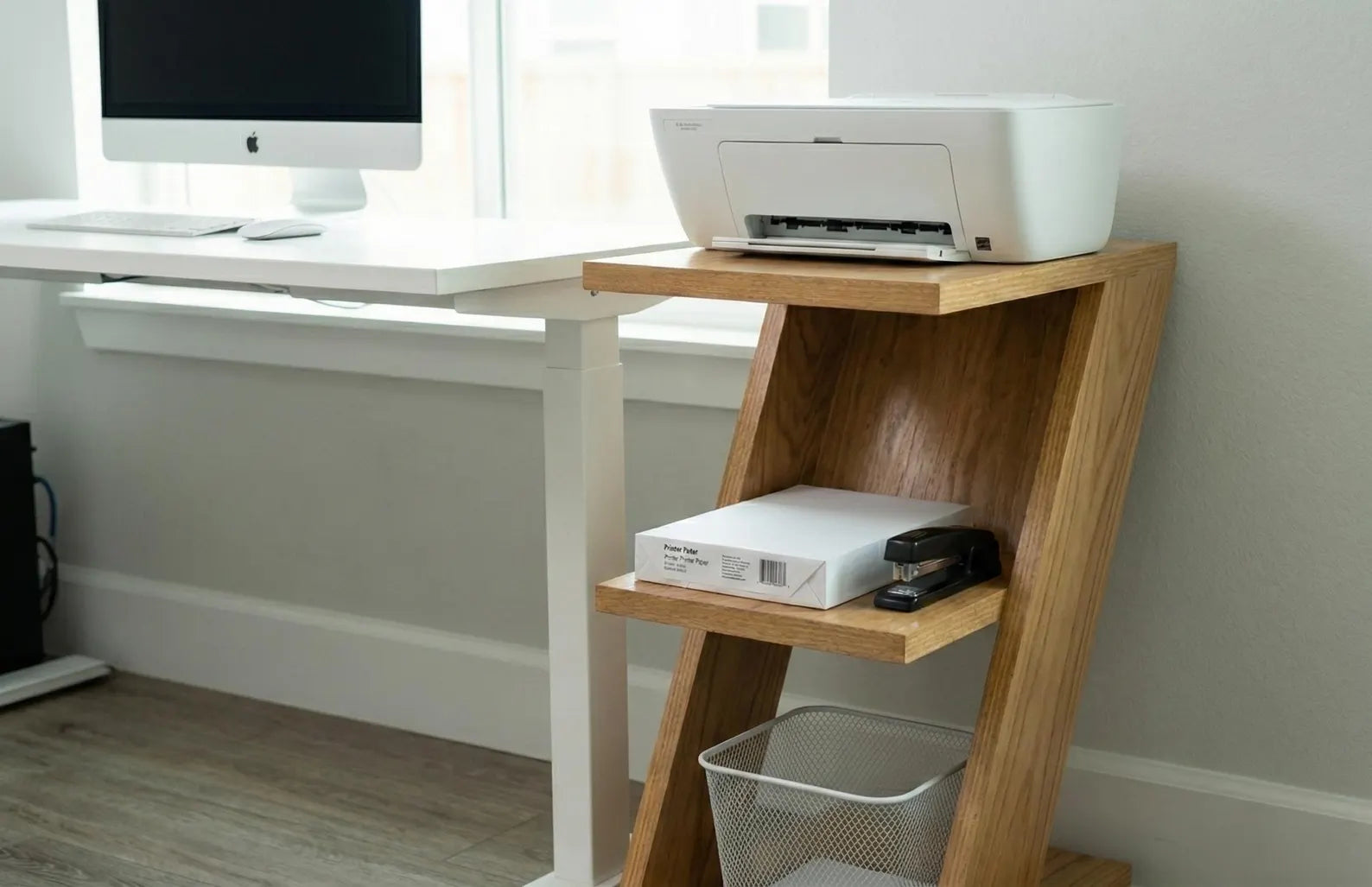 Wooden Side Table With Storage Shelves
