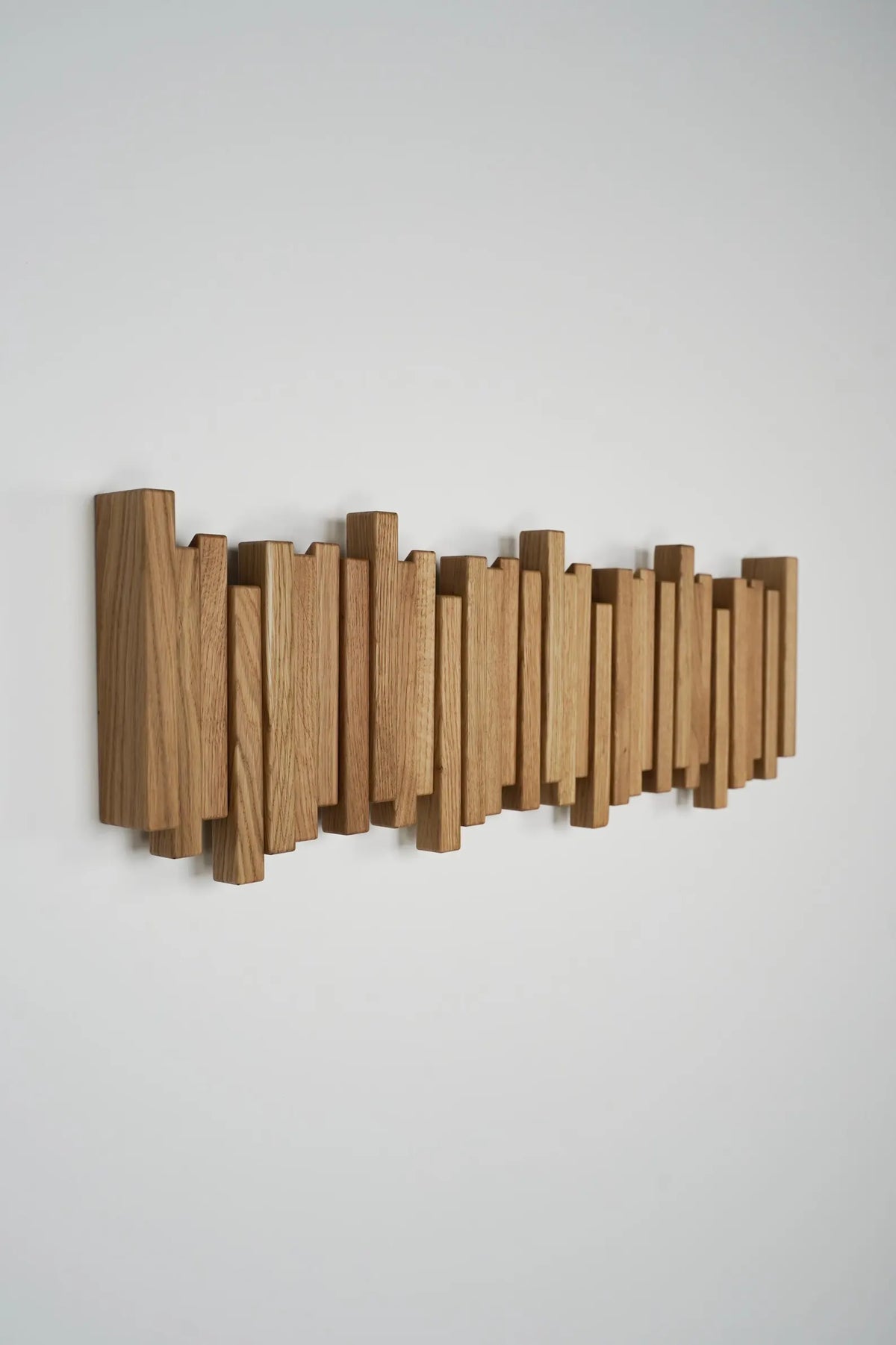 Wooden Wall Coat Rack with Flip-Down Hooks