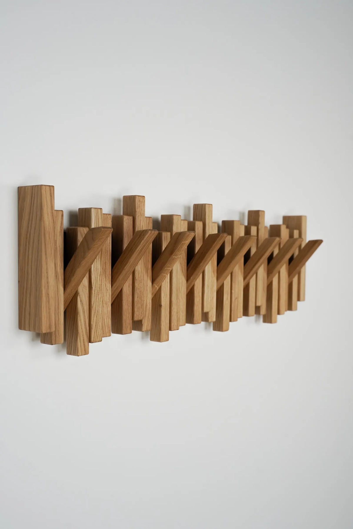 Wooden Wall Coat Rack with Flip-Down Hooks