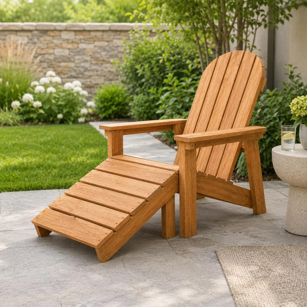 Modern Wooden Adirondack Chair with Ottoman